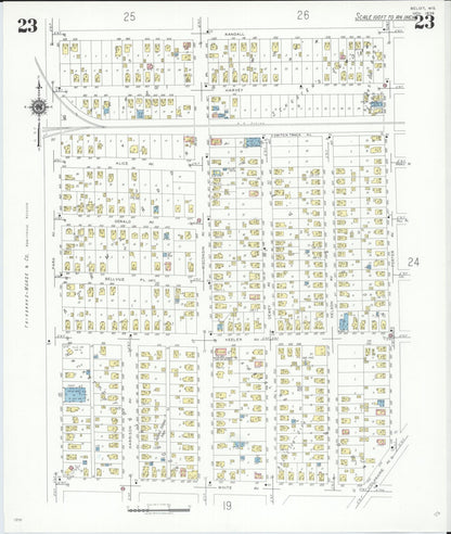 Sanborn Fire Insurance Map from Beloit, Rock County, Wisconsin (1939), Sheet #0023 - Complete Map Set gallery image, historic Sanborn map, vintage wall art, Wisconsin Wisconsin