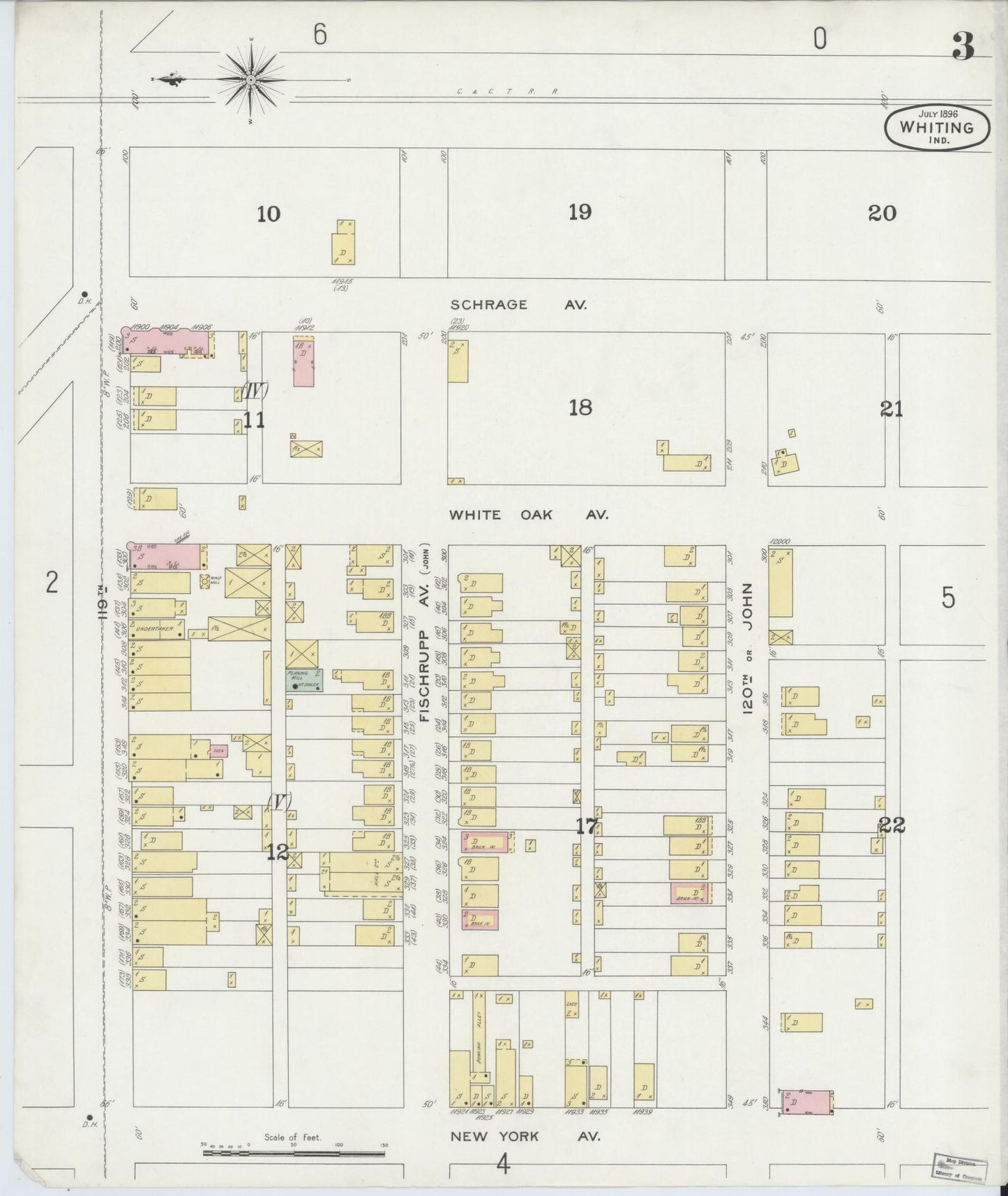Sanborn Fire Insurance Map from Whiting, Lake County, Indiana (1896), Sheet #0003 - Complete Map Set gallery image, historic Sanborn map, vintage wall art, Indiana Indiana