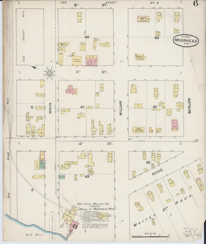 Sanborn Fire Insurance Map from Moorhead, Clay County, Minnesota (1890), Sheet #0006 - Complete Map Set gallery image, historic Sanborn map, vintage wall art, Minnesota Minnesota