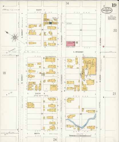 Sanborn Fire Insurance Map from Aberdeen, Grays Harbor County, Washington (1906), Sheet #0019 - Complete Map Set gallery image, historic Sanborn map, vintage wall art, Washington Washington