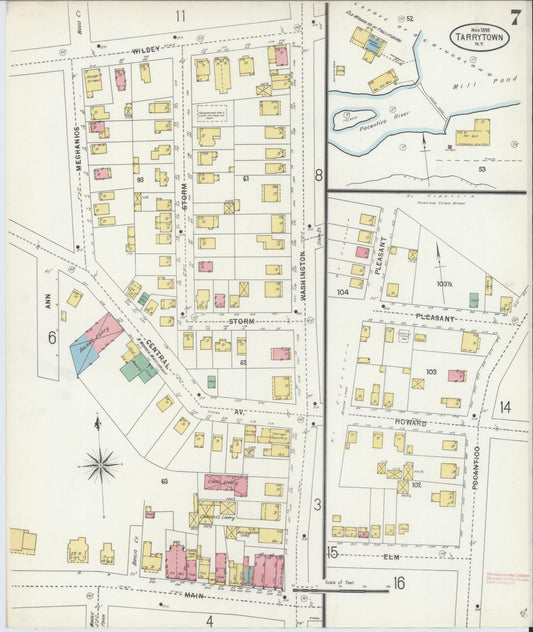 Sanborn Fire Insurance Map from Tarrytown, Westchester County, New York (1898), Sheet #0007 - Historic Sanborn Fire Insurance Map Print, vintage old map wall art, antique decor, genealogy gift, New York New York map