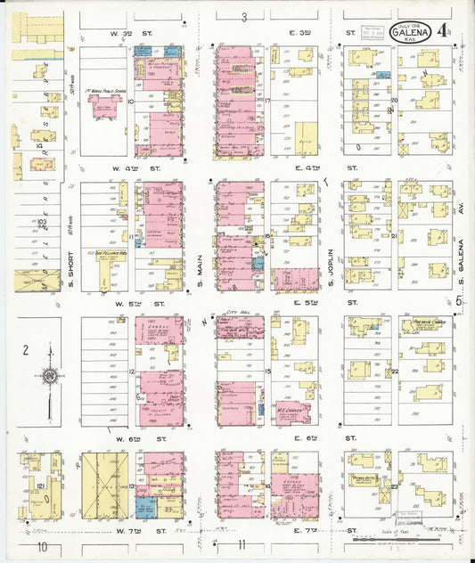 Sanborn Fire Insurance Map from Galena, Cherokee County, Kansas (1918), Sheet #0004 - Historic Sanborn Fire Insurance Map Print, vintage old map wall art, antique decor, genealogy gift, Kansas Kansas map