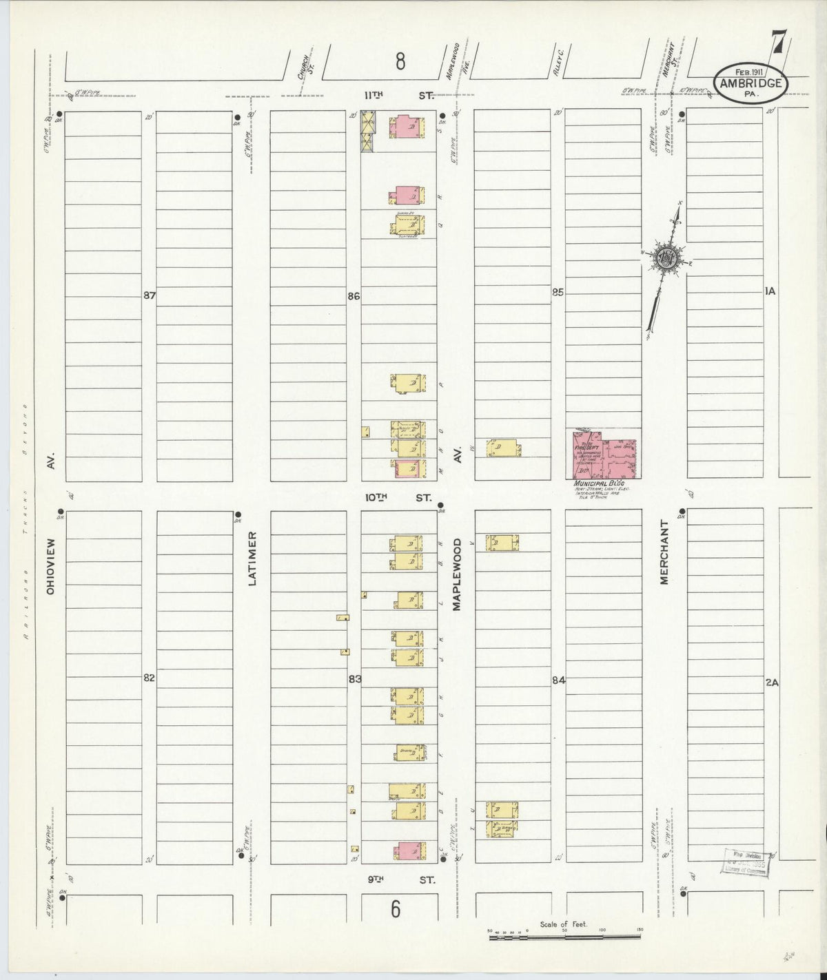 Sanborn Fire Insurance Map from Ambridge, Beaver County, Pennsylvania (1911), Sheet #0007 - Complete Map Set gallery image, historic Sanborn map, vintage wall art, Pennsylvania Pennsylvania