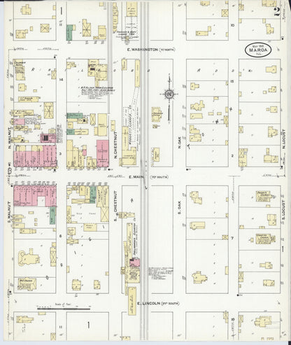 Sanborn Fire Insurance Map from Maroa, Macon County, Illinois (1910), Sheet #0002 - Historic Sanborn Fire Insurance Map Print, vintage old map wall art, antique decor, genealogy gift, Illinois Illinois map