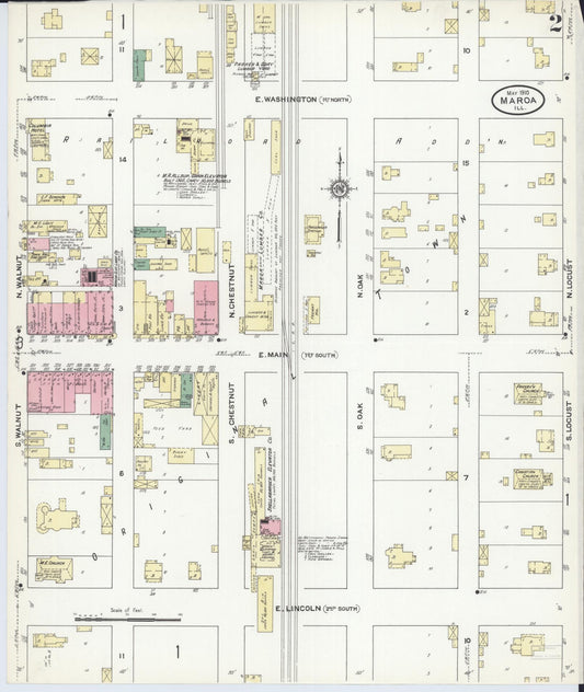 Sanborn Fire Insurance Map from Maroa, Macon County, Illinois (1910), Sheet #0002 - Historic Sanborn Fire Insurance Map Print, vintage old map wall art, antique decor, genealogy gift, Illinois Illinois map