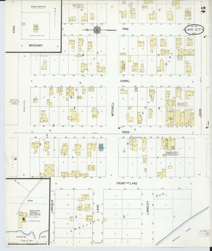 Sanborn Fire Insurance Map from Lake City, Missaukee County, Michigan (1910), Sheet #0002 - Historic Sanborn Fire Insurance Map Print, vintage old map wall art, antique decor, genealogy gift, Michigan Michigan map