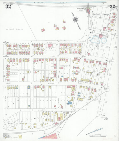 Sanborn Fire Insurance Map from Jefferson City, Cole County, Missouri (1939), Sheet #0032 - Historic Sanborn Fire Insurance Map Print, vintage old map wall art, antique decor, genealogy gift, Missouri Missouri map