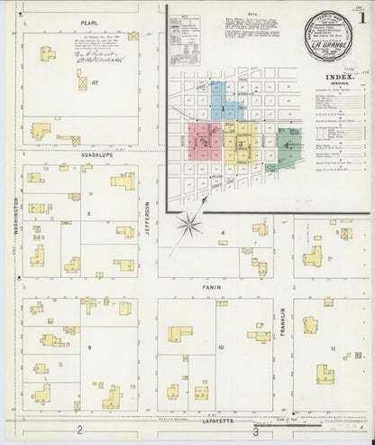 Sanborn Fire Insurance Map from La Grange, Fayette County, Texas (1896), Sheet #0001 - Complete Map Set gallery image, historic Sanborn map, vintage wall art, Texas Texas