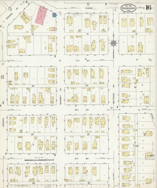 Sanborn Fire Insurance Map from Kaukauna, Outagamie County, Wisconsin (1913), Sheet #0016 - Historic Sanborn Fire Insurance Map Print, vintage old map wall art, antique decor, genealogy gift, Wisconsin Wisconsin map