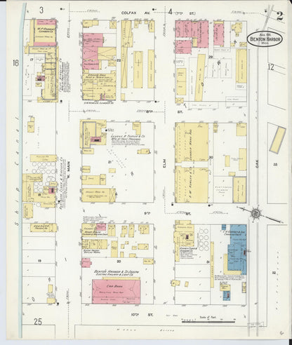 Sanborn Fire Insurance Map from Benton Harbor, Berrien County, Michigan (1911), Sheet #0002 - Historic Sanborn Fire Insurance Map Print, vintage old map wall art, antique decor, genealogy gift, Michigan Michigan map
