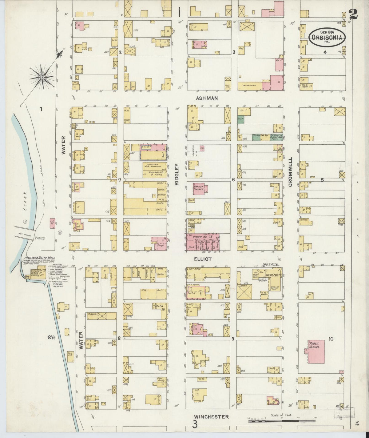 Sanborn Fire Insurance Map from Orbisonia, Huntingdon County, Pennsylvania (1904), Sheet #0002 - Historic Sanborn Fire Insurance Map Print, vintage old map wall art, antique decor, genealogy gift, Pennsylvania Pennsylvania map