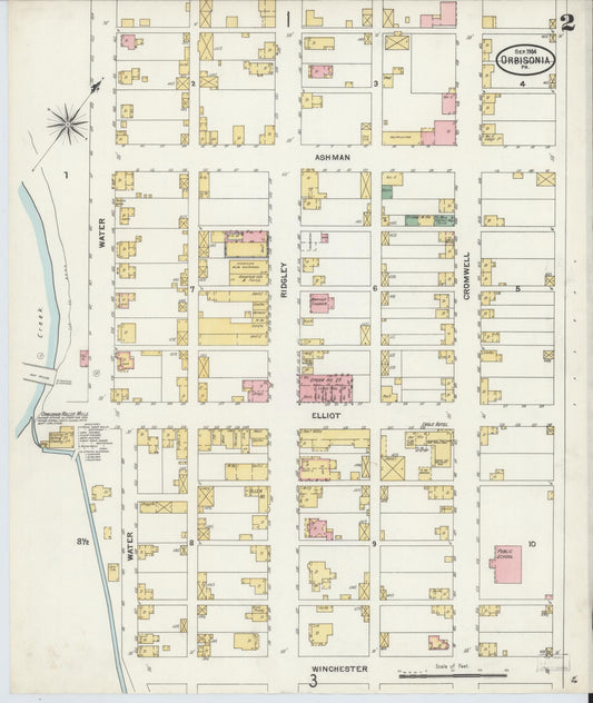 Sanborn Fire Insurance Map from Orbisonia, Huntingdon County, Pennsylvania (1904), Sheet #0002 - Historic Sanborn Fire Insurance Map Print, vintage old map wall art, antique decor, genealogy gift, Pennsylvania Pennsylvania map