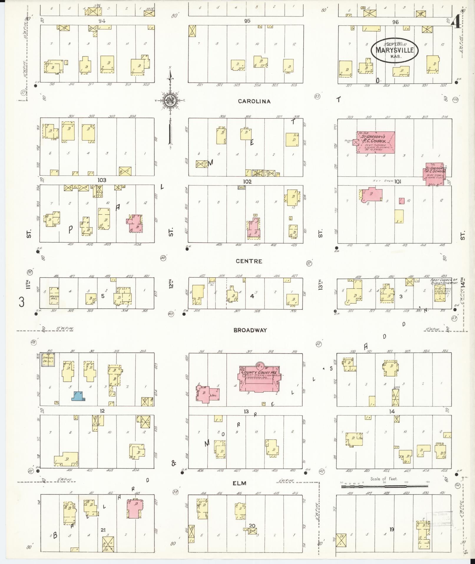 Sanborn Fire Insurance Map from Marysville, Marshall County, Kansas (1911), Sheet #0004 - Complete Map Set gallery image, historic Sanborn map, vintage wall art, Kansas Kansas