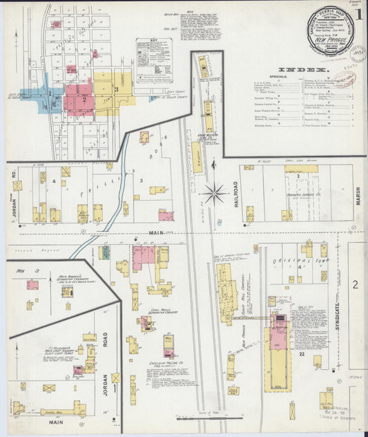Sanborn Fire Insurance Map from New Prague, Scott And Le Sueur, Minnesota (1899), Sheet #0001 - Historic Sanborn Fire Insurance Map Print, vintage old map wall art, antique decor, genealogy gift, Minnesota Minnesota map