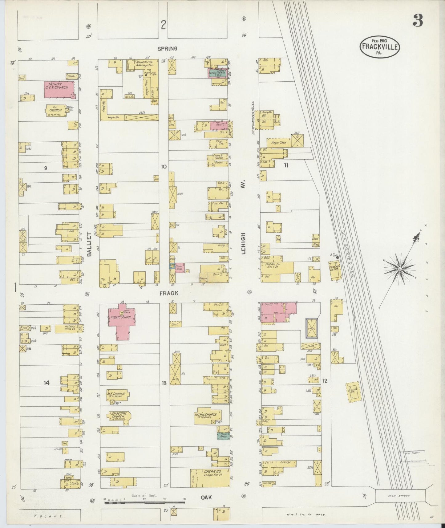 Sanborn Fire Insurance Map from Frackville, Schuylkill County, Pennsylvania (1903), Sheet #0003 - Historic Sanborn Fire Insurance Map Print, vintage old map wall art, antique decor, genealogy gift, Pennsylvania Pennsylvania map