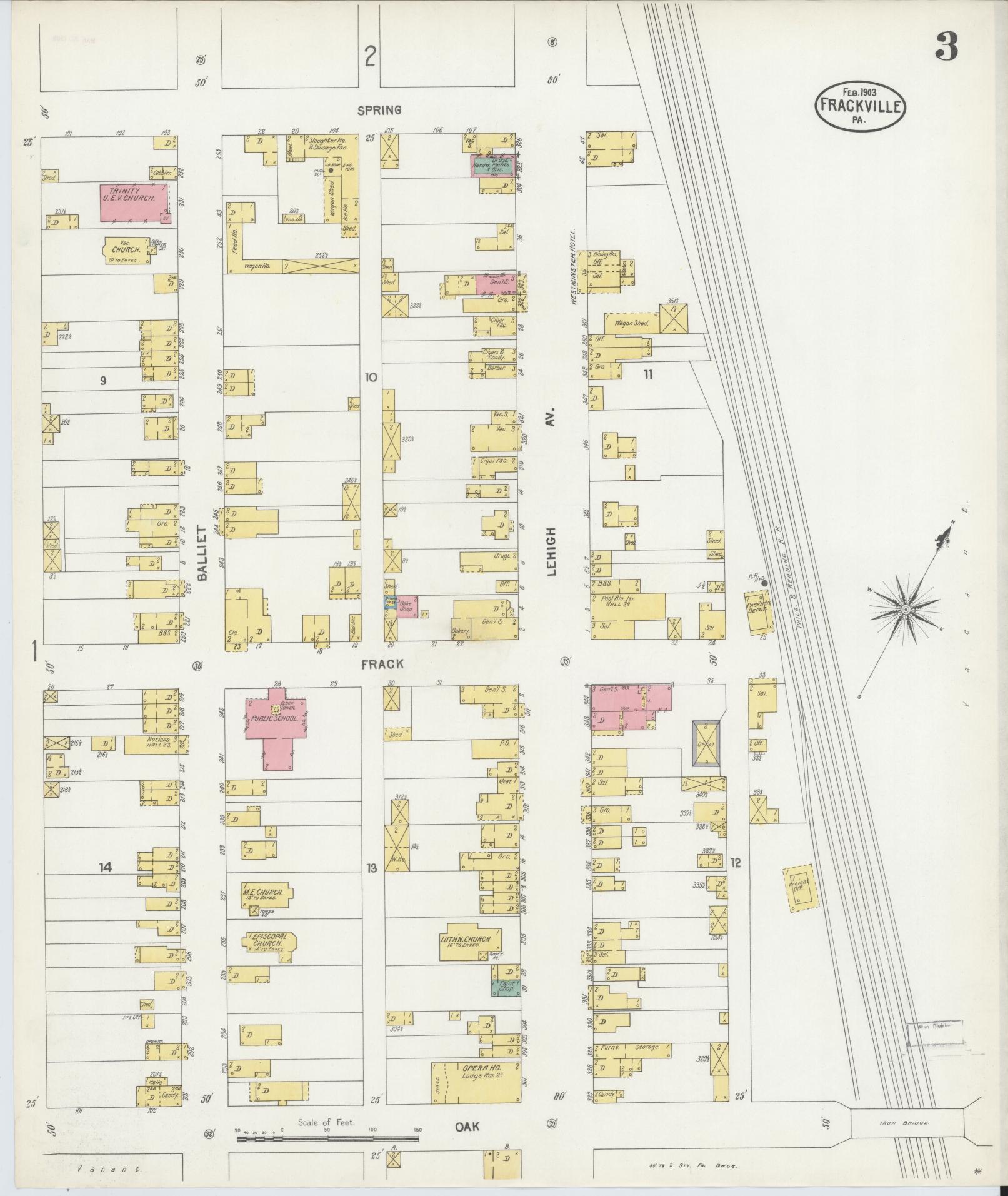 Sanborn Fire Insurance Map from Frackville, Schuylkill County, Pennsylvania (1903), Sheet #0003 - Historic Sanborn Fire Insurance Map Print, vintage old map wall art, antique decor, genealogy gift, Pennsylvania Pennsylvania map