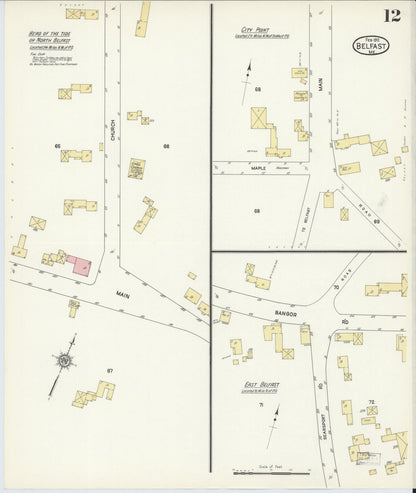 Sanborn Fire Insurance Map from Belfast, Waldo County, Maine (1912), Sheet #0012 - Complete Map Set gallery image, historic Sanborn map, vintage wall art, Maine Maine