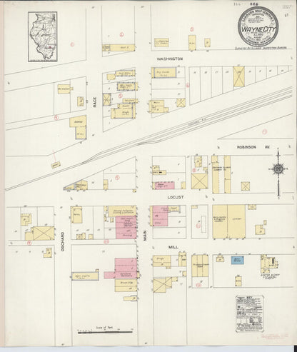 Sanborn Fire Insurance Map from Wayne City, Wayne County, Illinois (1921), Sheet #0001 - Historic Sanborn Fire Insurance Map Print, vintage old map wall art, antique decor, genealogy gift, Illinois Illinois map
