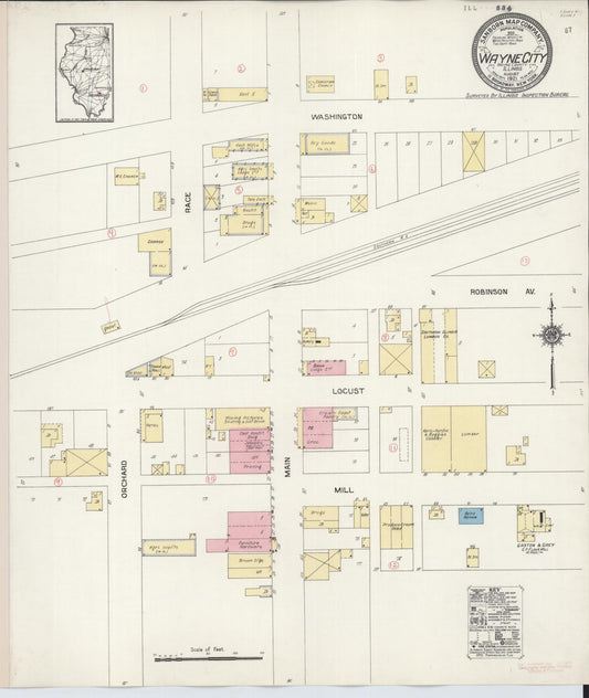 Sanborn Fire Insurance Map from Wayne City, Wayne County, Illinois (1921), Sheet #0001 - Historic Sanborn Fire Insurance Map Print, vintage old map wall art, antique decor, genealogy gift, Illinois Illinois map