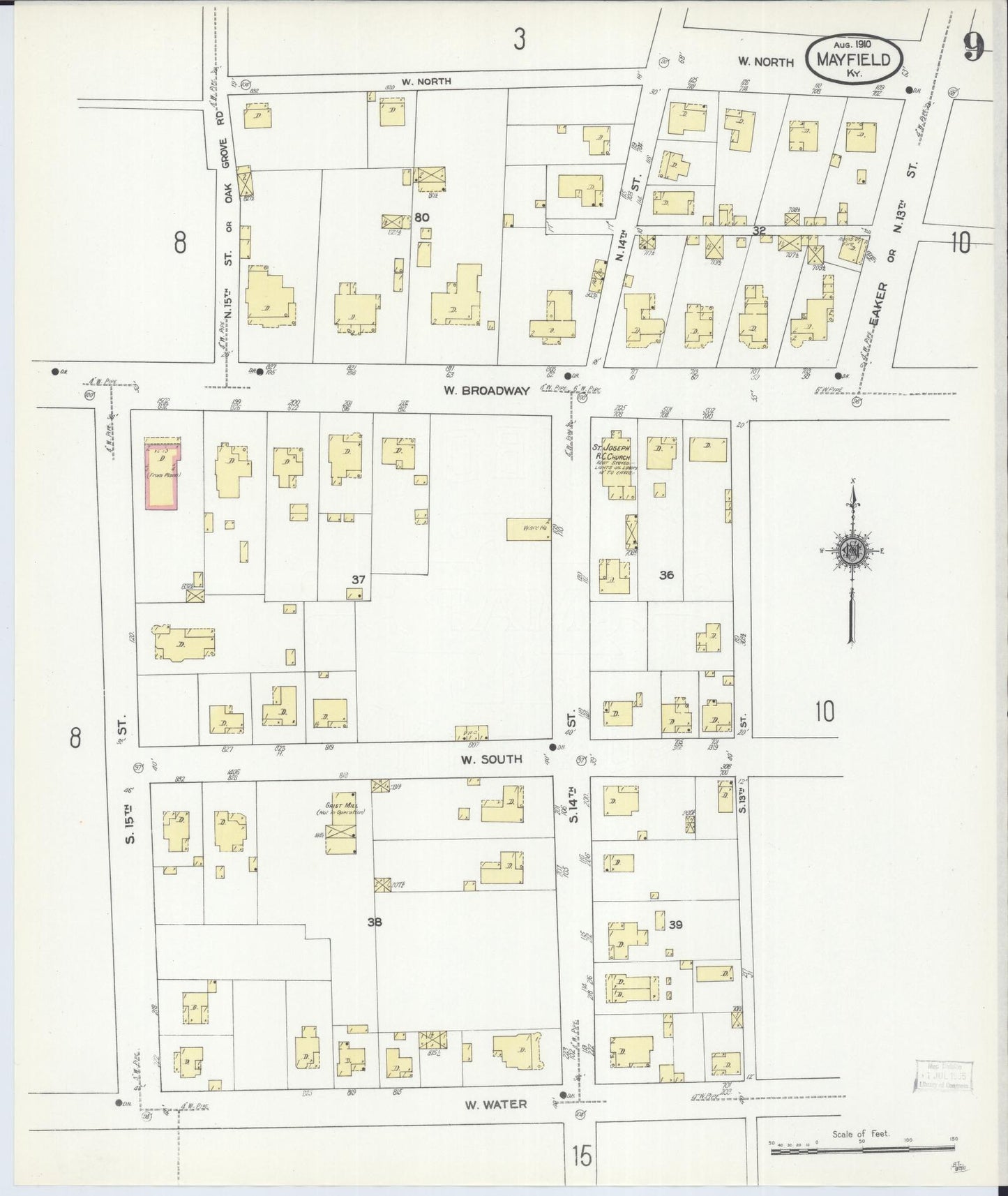 Sanborn Fire Insurance Map from Mayfield, Graves County, Kentucky (1910), Sheet #0009 - Complete Map Set gallery image, historic Sanborn map, vintage wall art, Kentucky Kentucky