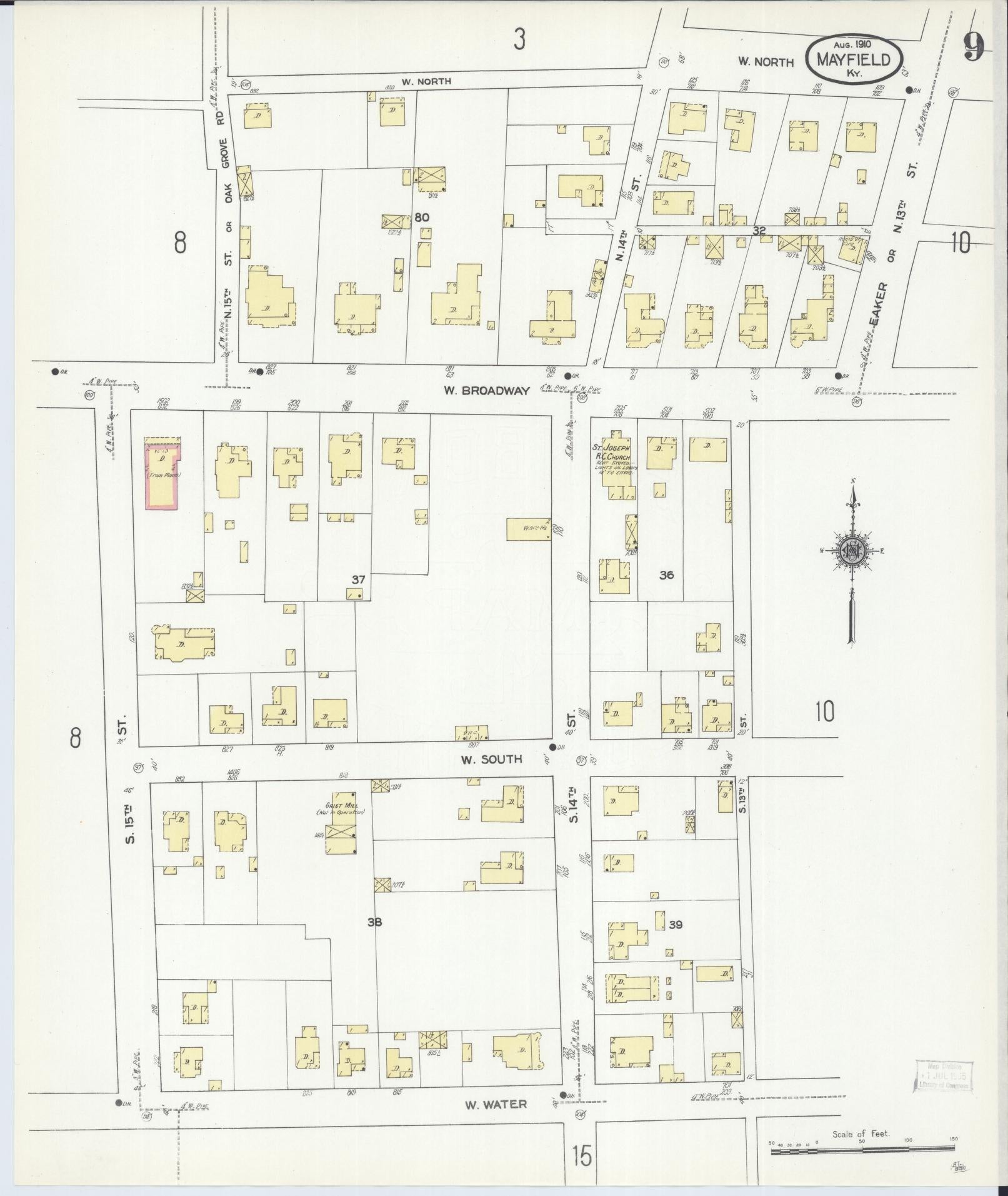 Sanborn Fire Insurance Map from Mayfield, Graves County, Kentucky (1910), Sheet #0009 - Complete Map Set gallery image, historic Sanborn map, vintage wall art, Kentucky Kentucky