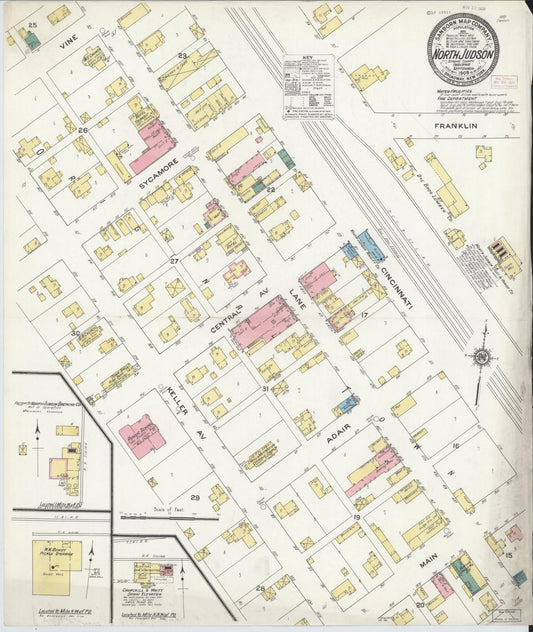 Sanborn Fire Insurance Map from North Judson, Starke County, Indiana (1909), Sheet #0001 - Historic Sanborn Fire Insurance Map Print, vintage old map wall art, antique decor, genealogy gift, Indiana Indiana map