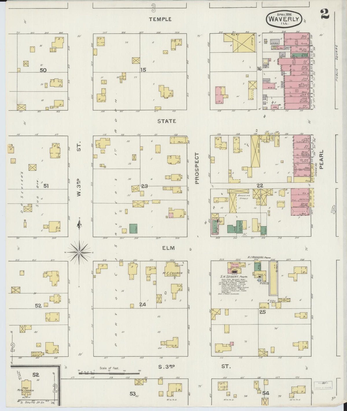 Sanborn Fire Insurance Map from Waverly, Morgan County, Illinois (1894), Sheet #0002 - Complete Map Set gallery image, historic Sanborn map, vintage wall art, Illinois Illinois