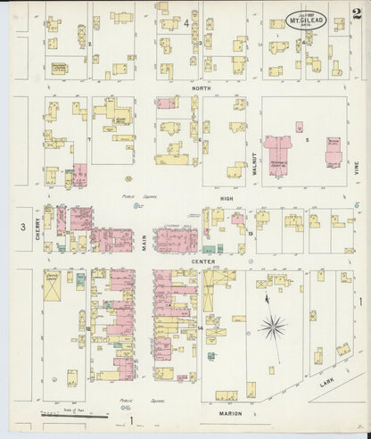 Sanborn Fire Insurance Map from Mount Gilead, Morrow County, Ohio (1897), Sheet #0002 - Historic Sanborn Fire Insurance Map Print, vintage old map wall art, antique decor, genealogy gift, Ohio Ohio map