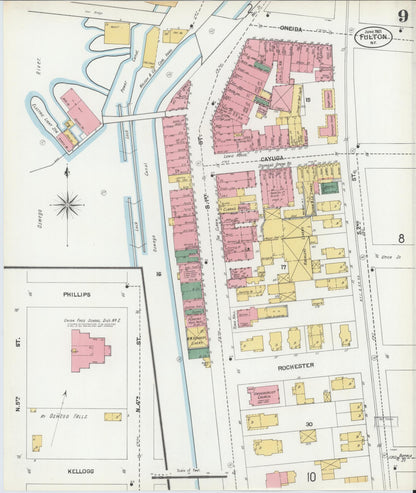 Sanborn Fire Insurance Map from Fulton, Oswego County, New York (1901), Sheet #0009 - Complete Map Set gallery image, historic Sanborn map, vintage wall art, New York New York