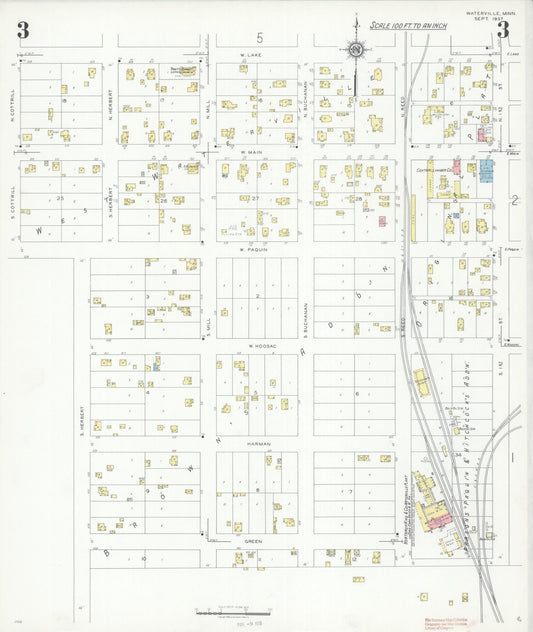 Sanborn Fire Insurance Map from Waterville, Le Sueur County, Minnesota (1937), Sheet #0003 - Historic Sanborn Fire Insurance Map Print, vintage old map wall art, antique decor, genealogy gift, Minnesota Minnesota map