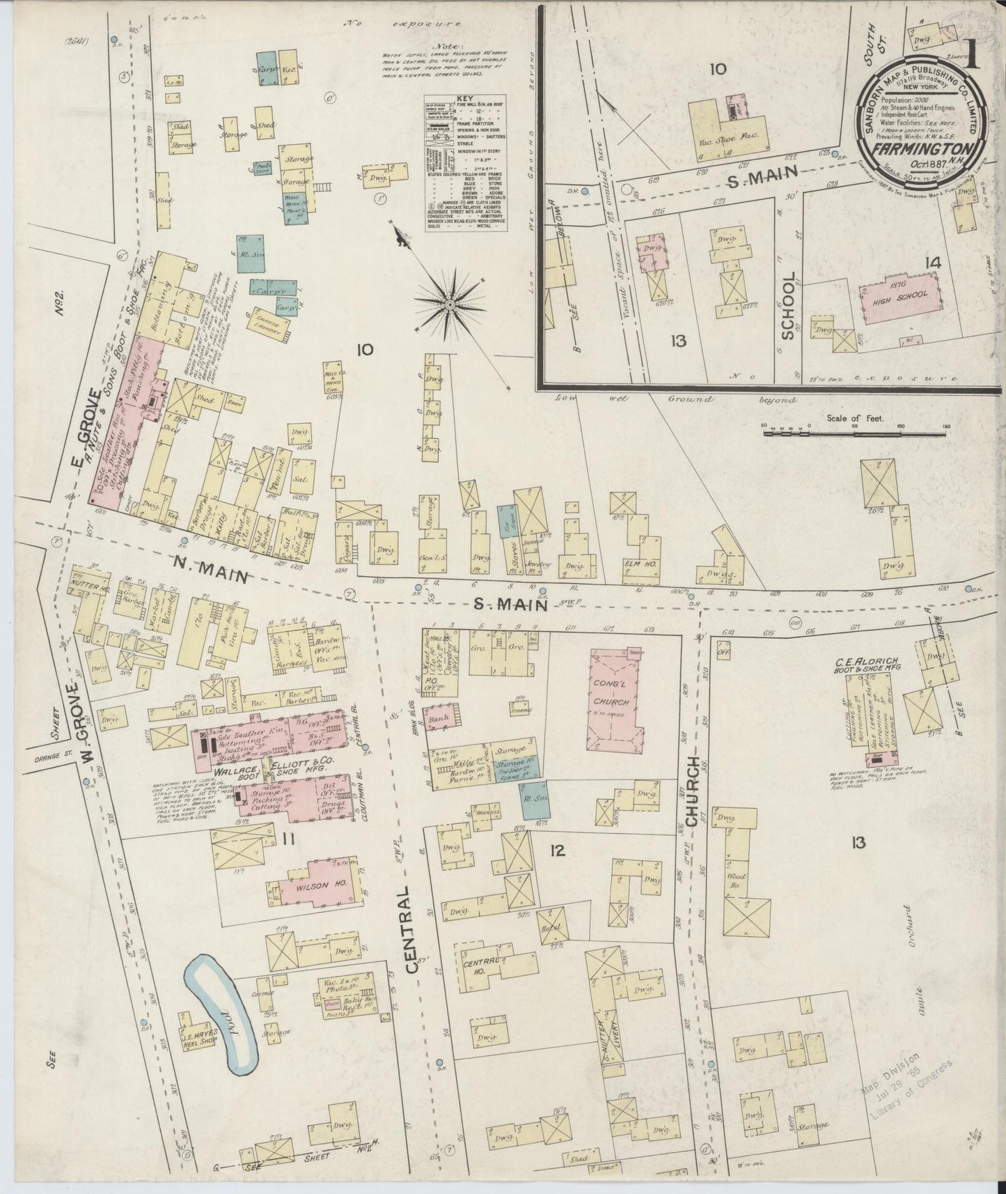 Sanborn Fire Insurance Map from Farmington, Strafford County, New Hampshire. (1887) – Historic Sanborn Fire Insurance Map Print