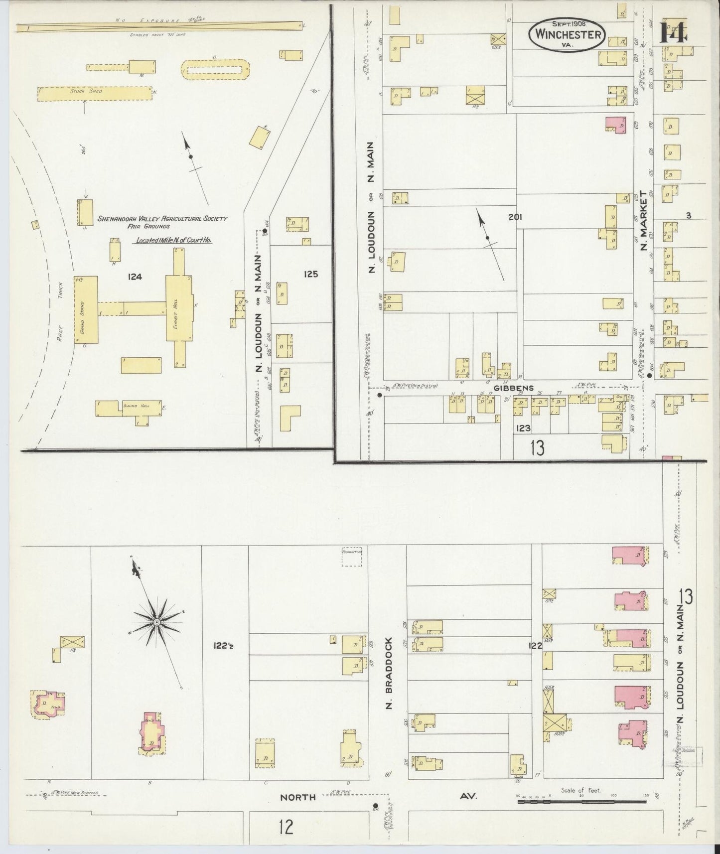 Sanborn Fire Insurance Map from Winchester, Independent Cities, Virginia (1908), Sheet #0014 - Complete Map Set gallery image, historic Sanborn map, vintage wall art, Virginia Virginia