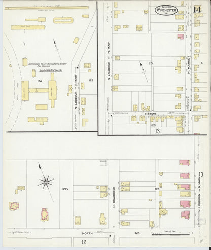 Sanborn Fire Insurance Map from Winchester, Independent Cities, Virginia (1908), Sheet #0014 - Complete Map Set gallery image, historic Sanborn map, vintage wall art, Virginia Virginia