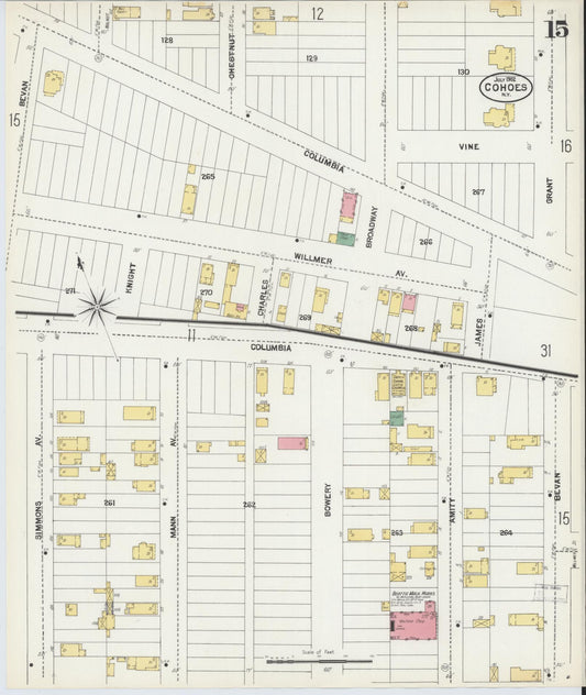 Sanborn Fire Insurance Map from Cohoes, Albany County, New York (1902), Sheet #0015 - Historic Sanborn Fire Insurance Map Print, vintage old map wall art, antique decor, genealogy gift, New York New York map