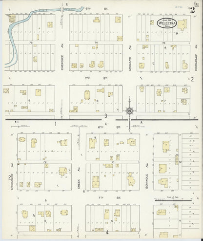 Sanborn Fire Insurance Map from Weleetka, Okfuskee County, Oklahoma (1914), Sheet #0002 - Complete Map Set gallery image, historic Sanborn map, vintage wall art, Oklahoma Oklahoma