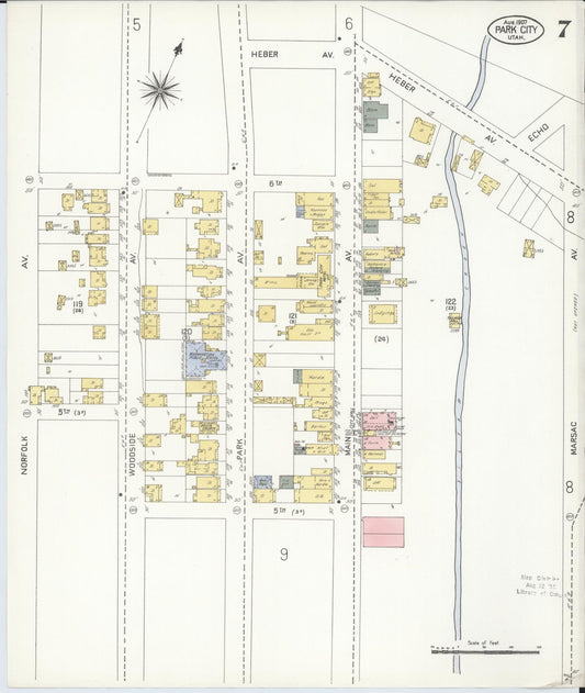 Sanborn Fire Insurance Map from Park City, Summit County, Utah (1907), Sheet #0007 - Historic Sanborn Fire Insurance Map Print, vintage old map wall art, antique decor, genealogy gift, Utah Utah map