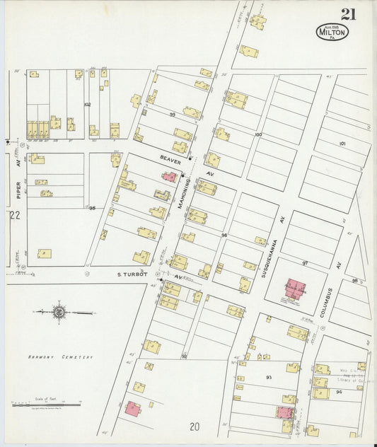 Sanborn Fire Insurance Map from Milton, Northumberland County, Pennsylvania (1918), Sheet #0021 - Historic Sanborn Fire Insurance Map Print, vintage old map wall art, antique decor, genealogy gift, Pennsylvania Pennsylvania map