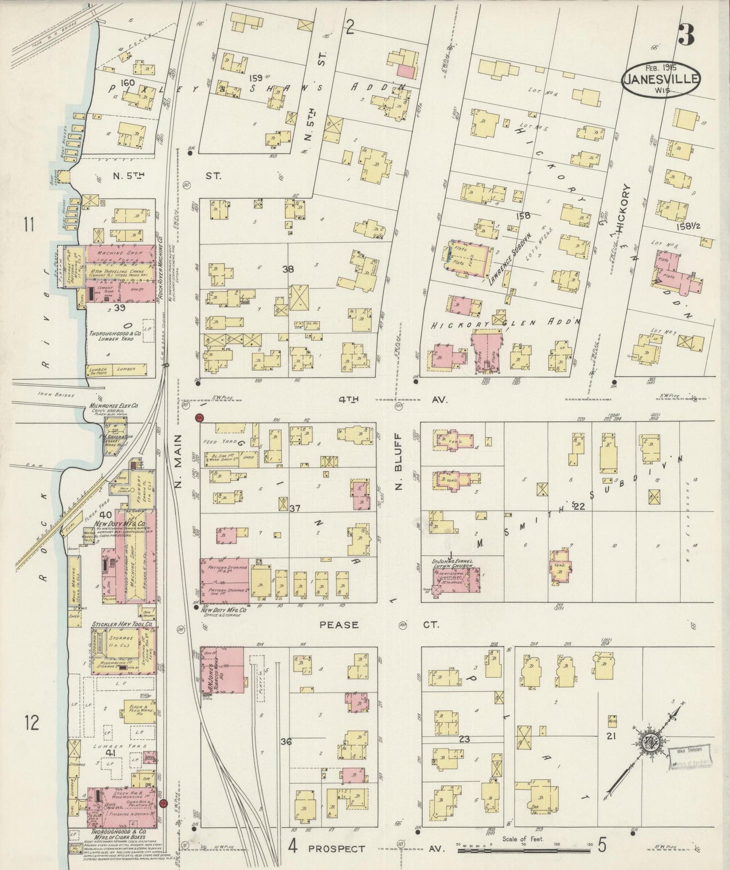 Sanborn Fire Insurance Map from Janesville, Rock County, Wisconsin (1915), Sheet #0003 - Complete Map Set gallery image, historic Sanborn map, vintage wall art, Wisconsin Wisconsin