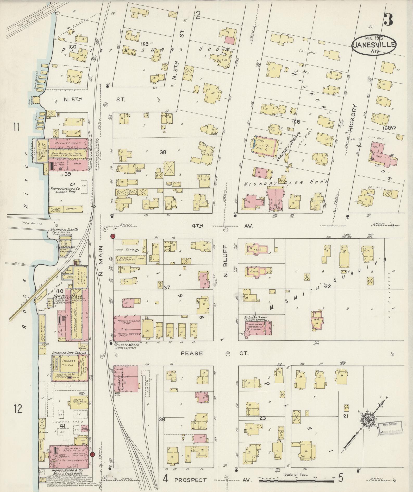 Sanborn Fire Insurance Map from Janesville, Rock County, Wisconsin (1915), Sheet #0003 - Complete Map Set gallery image, historic Sanborn map, vintage wall art, Wisconsin Wisconsin
