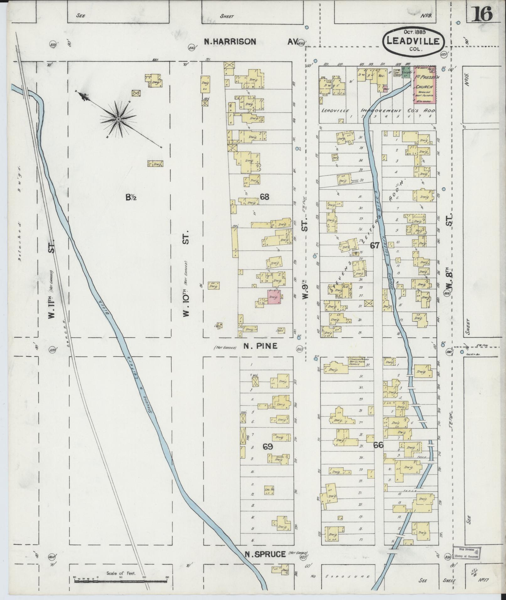 Sanborn Fire Insurance Map from Leadville, Lake County, Colorado (1889), Sheet #0016 - Complete Map Set gallery image, historic Sanborn map, vintage wall art, Colorado Colorado