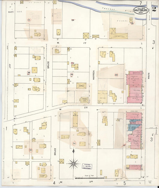 Sanborn Fire Insurance Map from Waitsburg, Walla Walla County, Washington (1933), Sheet #0002 - Historic Sanborn Fire Insurance Map Print, vintage old map wall art, antique decor, genealogy gift, Washington Washington map