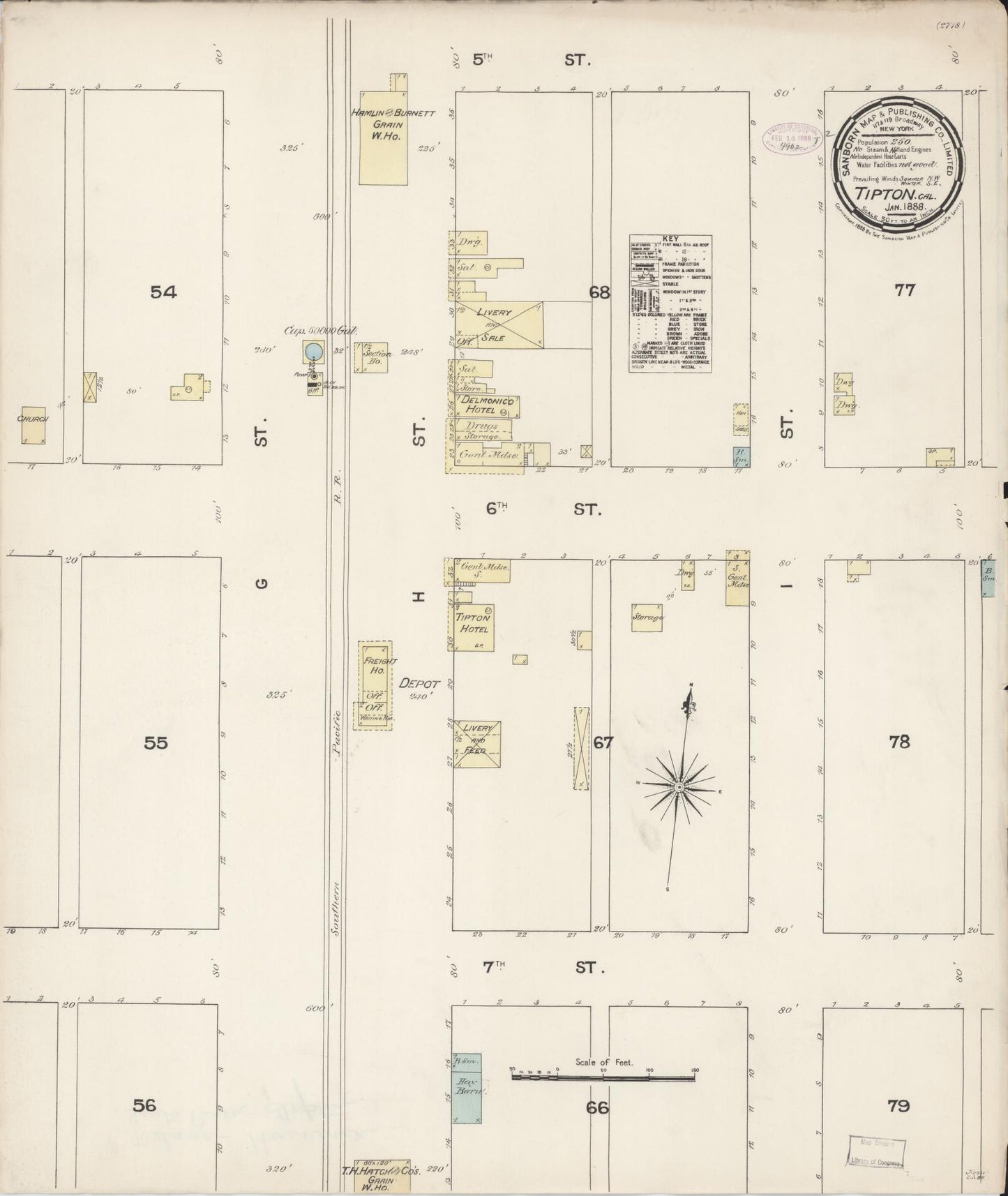 Sanborn Fire Insurance Map from Tipton, Tulare County, California. (1888) – Historic Sanborn Fire Insurance Map Print