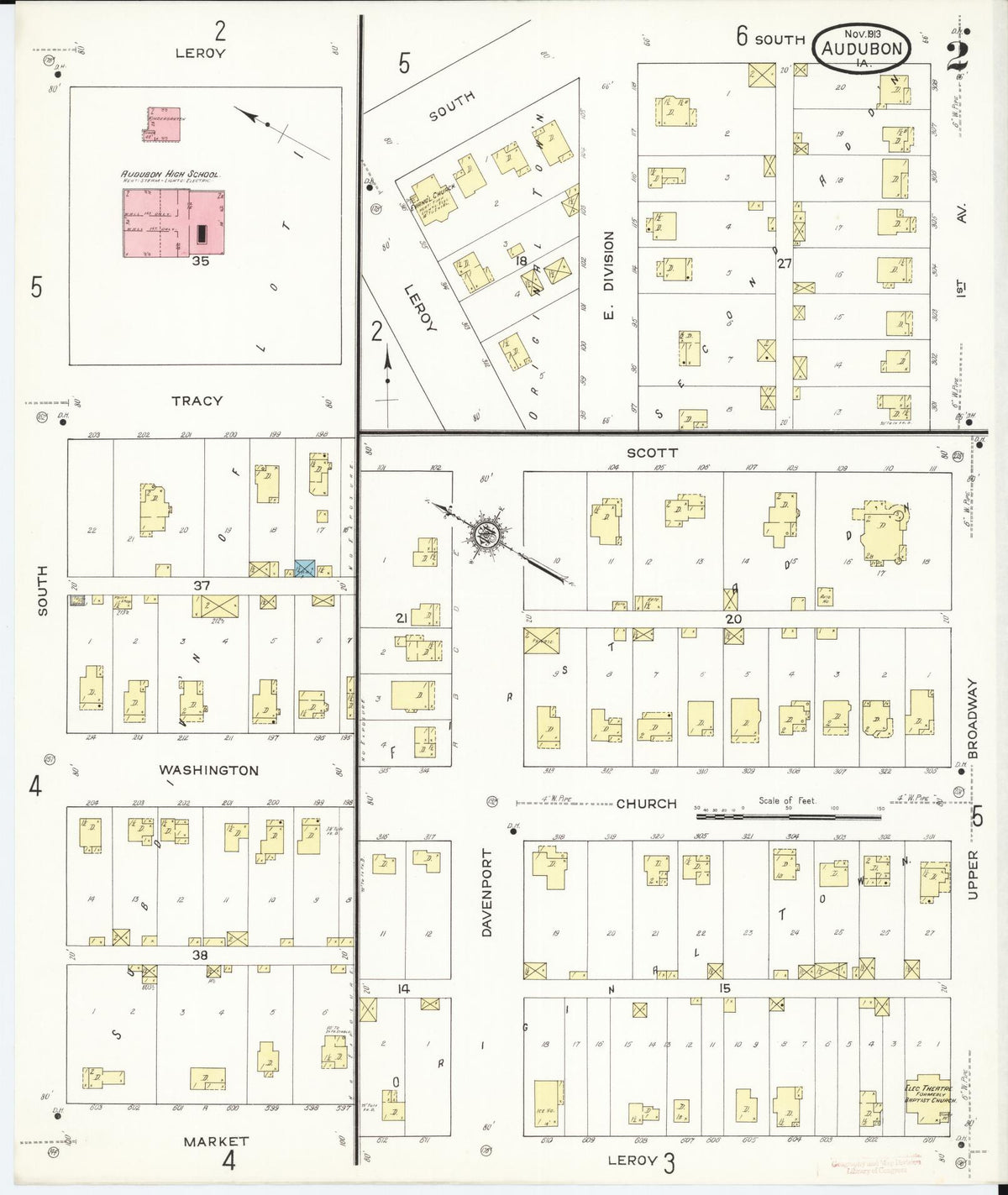 Sanborn Fire Insurance Map from Audubon, Audubon County, Iowa (1913), Sheet #0002 - Historic Sanborn Fire Insurance Map Print