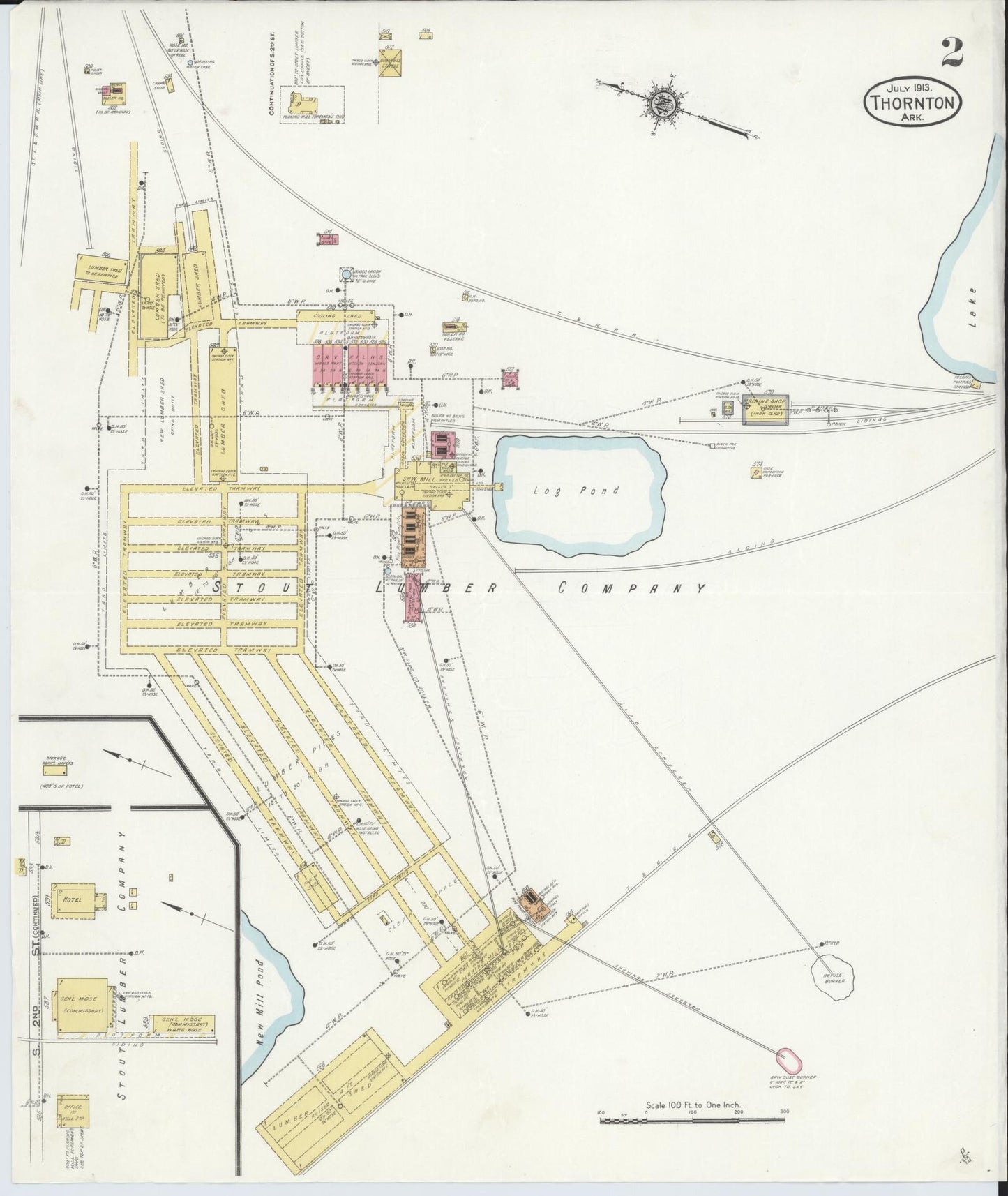 Sanborn Fire Insurance Map from Thornton, Calhoun County, Arkansas (1913), Sheet #0002 - Complete Map Set gallery image, historic Sanborn map, vintage wall art, Arkansas Arkansas
