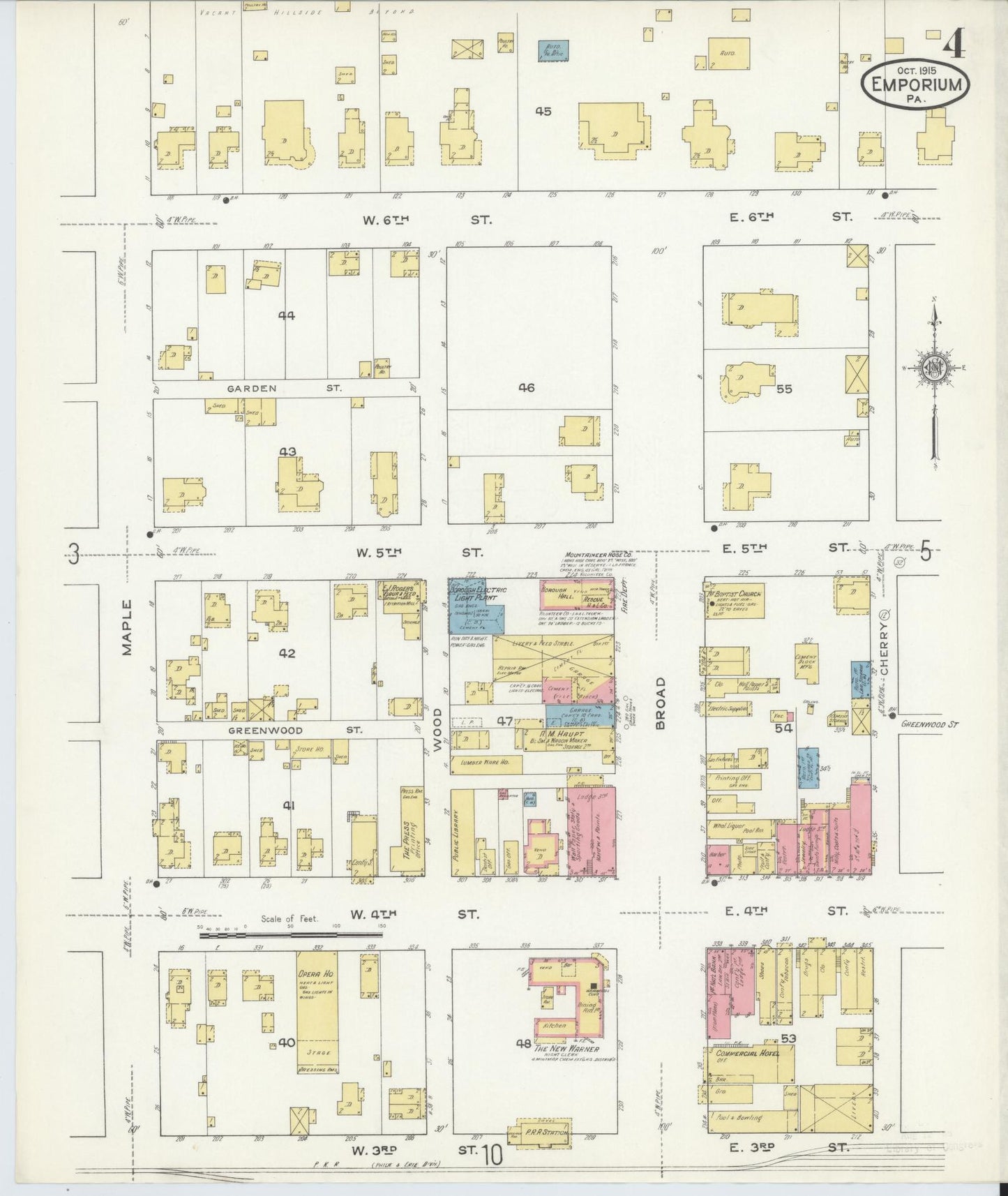 Sanborn Fire Insurance Map from Emporium, Cameron County, Pennsylvania (1915), Sheet #0004 - Historic Sanborn Fire Insurance Map Print, vintage old map wall art, antique decor, genealogy gift, Pennsylvania Pennsylvania map