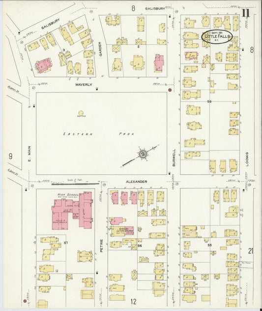Sanborn Fire Insurance Map from Little Falls, Herkimer County, New York (1911), Sheet #0011 - Historic Sanborn Fire Insurance Map Print, vintage old map wall art, antique decor, genealogy gift, New York New York map