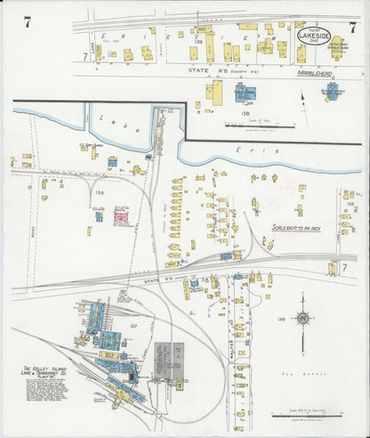 Sanborn Fire Insurance Map from Lakeside, Ottawa County, Ohio (1927), Sheet #0007 - Historic Sanborn Fire Insurance Map Print, vintage old map wall art, antique decor, genealogy gift, Ohio Ohio map