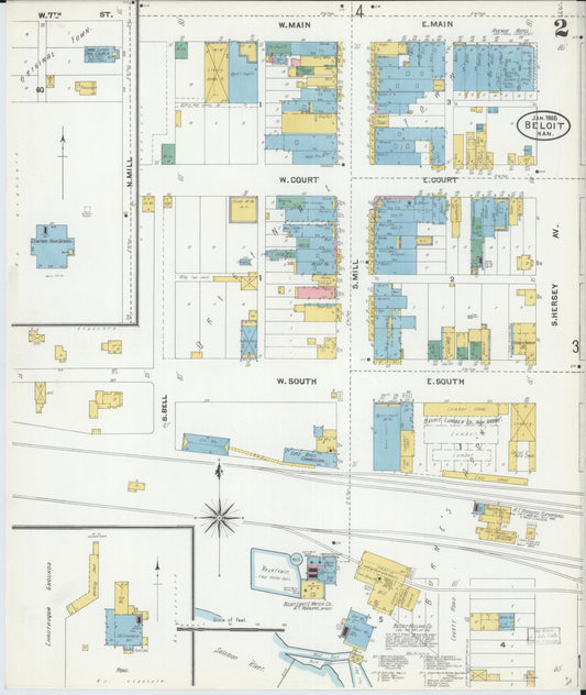Sanborn Fire Insurance Map from Beloit, Mitchell County, Kansas (1905), Sheet #0002 - Historic Sanborn Fire Insurance Map Print, vintage old map wall art, antique decor, genealogy gift, Kansas Kansas map