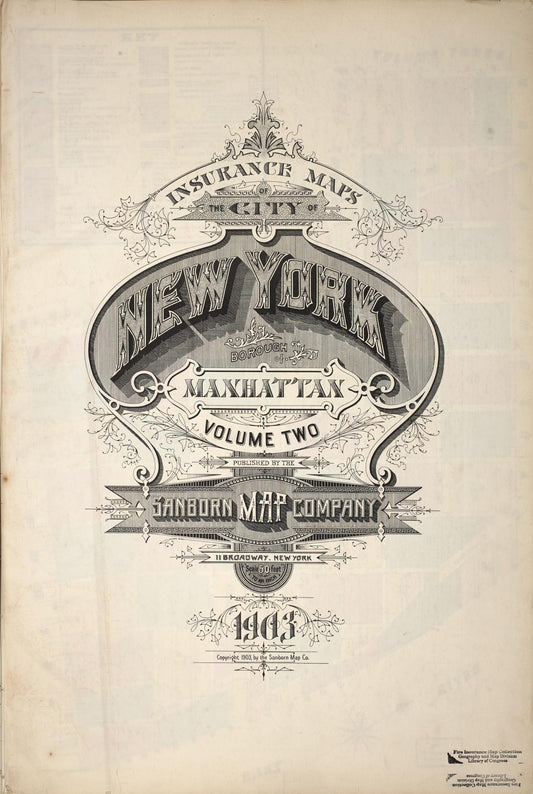 Sanborn Fire Insurance Map from New York, Bronx, Manhattan, New York (1903), Sheet #0001 - Historic Sanborn Fire Insurance Map Print, vintage old map wall art, antique decor, genealogy gift, New York New York map