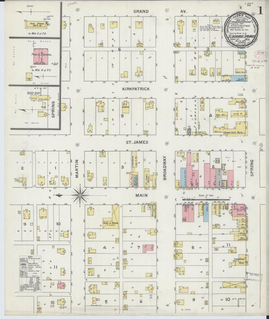 Sanborn Fire Insurance Map from Eldorado Springs, Cedar County, Missouri (1894), Sheet #0001 - Complete Map Set gallery image, historic Sanborn map, vintage wall art, Missouri Missouri